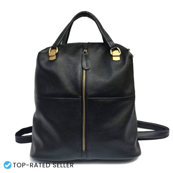 Genuine Leather Backpack Crossbody Bag Adjustable Straps Chic Travel Purse main image 7